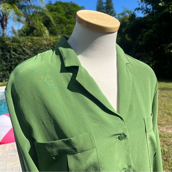 LilySilk Green Long Sleeve Blouse - Picture 5 of 16